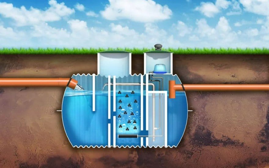 Przekrój oczyszczalni podziemnej